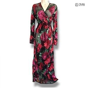 ***ISO*** ZARA Limited Edition Floral Long Sleeve Dress - Red and Green